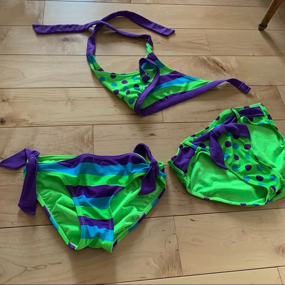 Justice 3 piece Bikini Bathing Suit Set 🌸 Size 12 - Picture 2 of 16